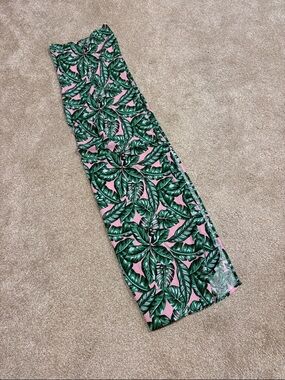 Kenny Flowers long sarong Green Leaf Print on Pink